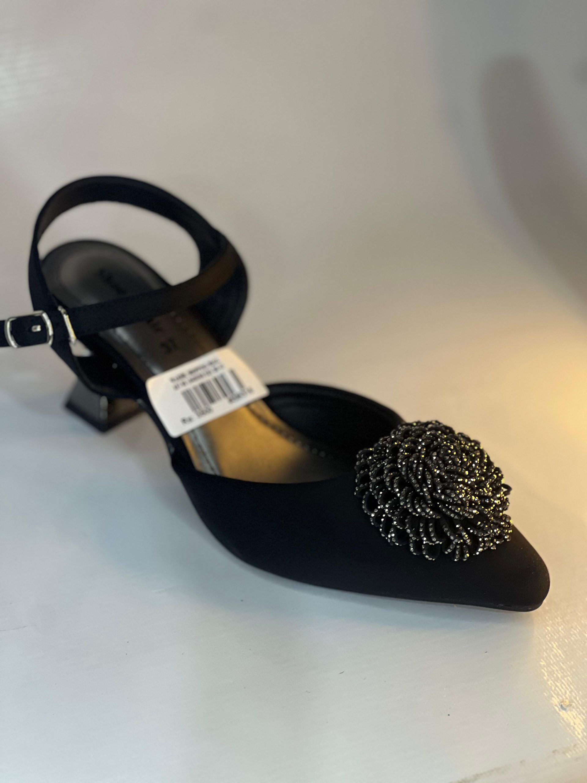 TWILIGHT BLOOM EMBELLISHED HEEL-BLACK Ladies Shoes