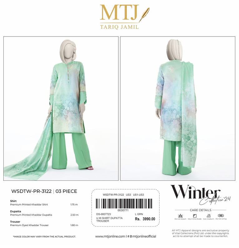3 Piece Unstitch BY MTJ Winter Khaddar Collection (Full Volume) #672y - Image 20