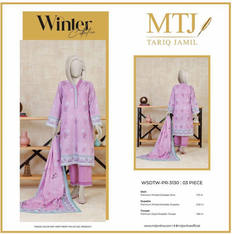 3 Piece Unstitch BY MTJ Winter Khaddar Collection (Full Volume) #672y - Image 2