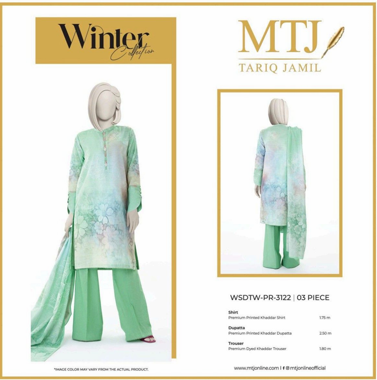 3 Piece Unstitch BY MTJ Winter Khaddar Collection (Full Volume) #672y - Image 3