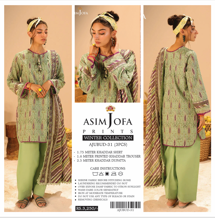 Asim Jofa Khaddar 3 pcs #672Y - Image 10