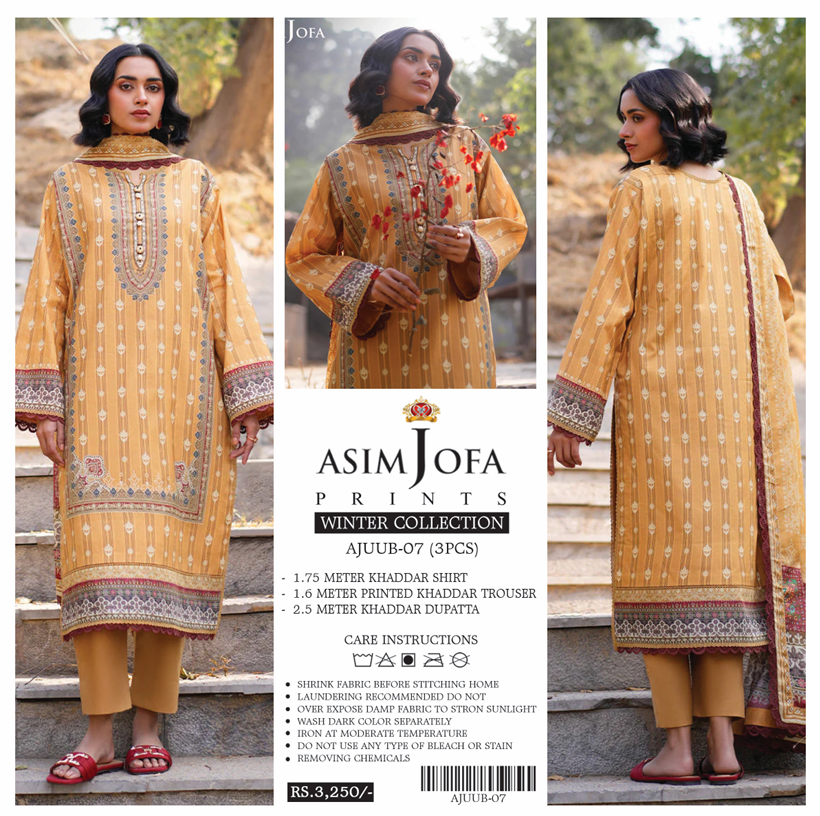 Asim Jofa Khaddar 3 pcs #672Y - Image 9