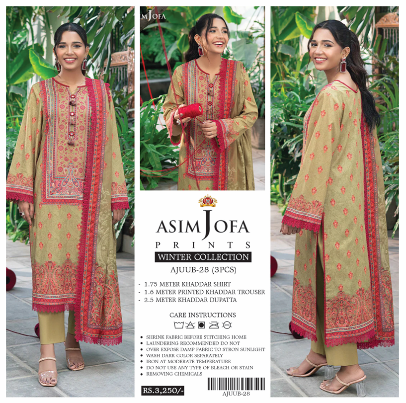 Asim Jofa Khaddar 3 pcs #672Y - Image 7
