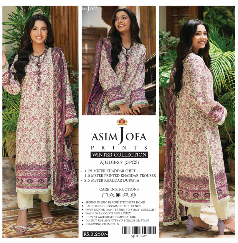 Asim Jofa Khaddar 3 pcs #672Y - Image 6