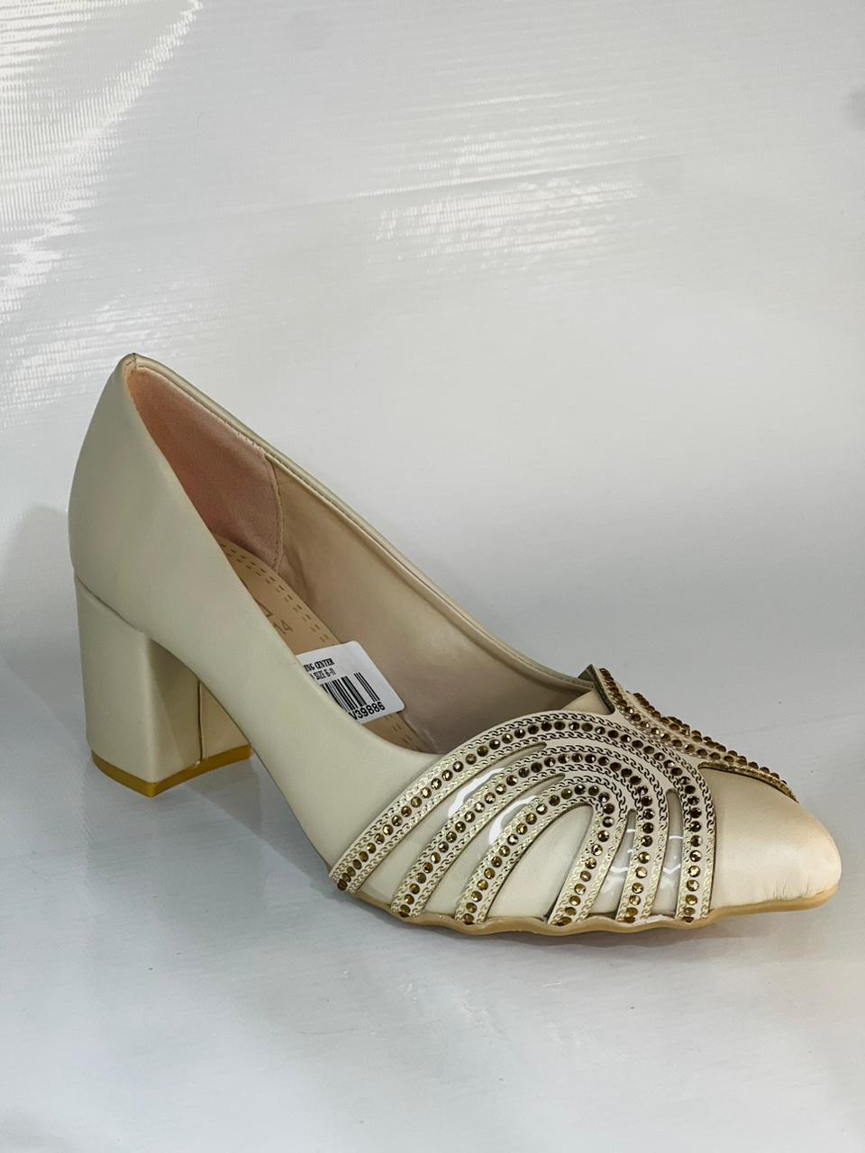Golden Fancy Block Heel Sandal Ladies Shoes - Image 5