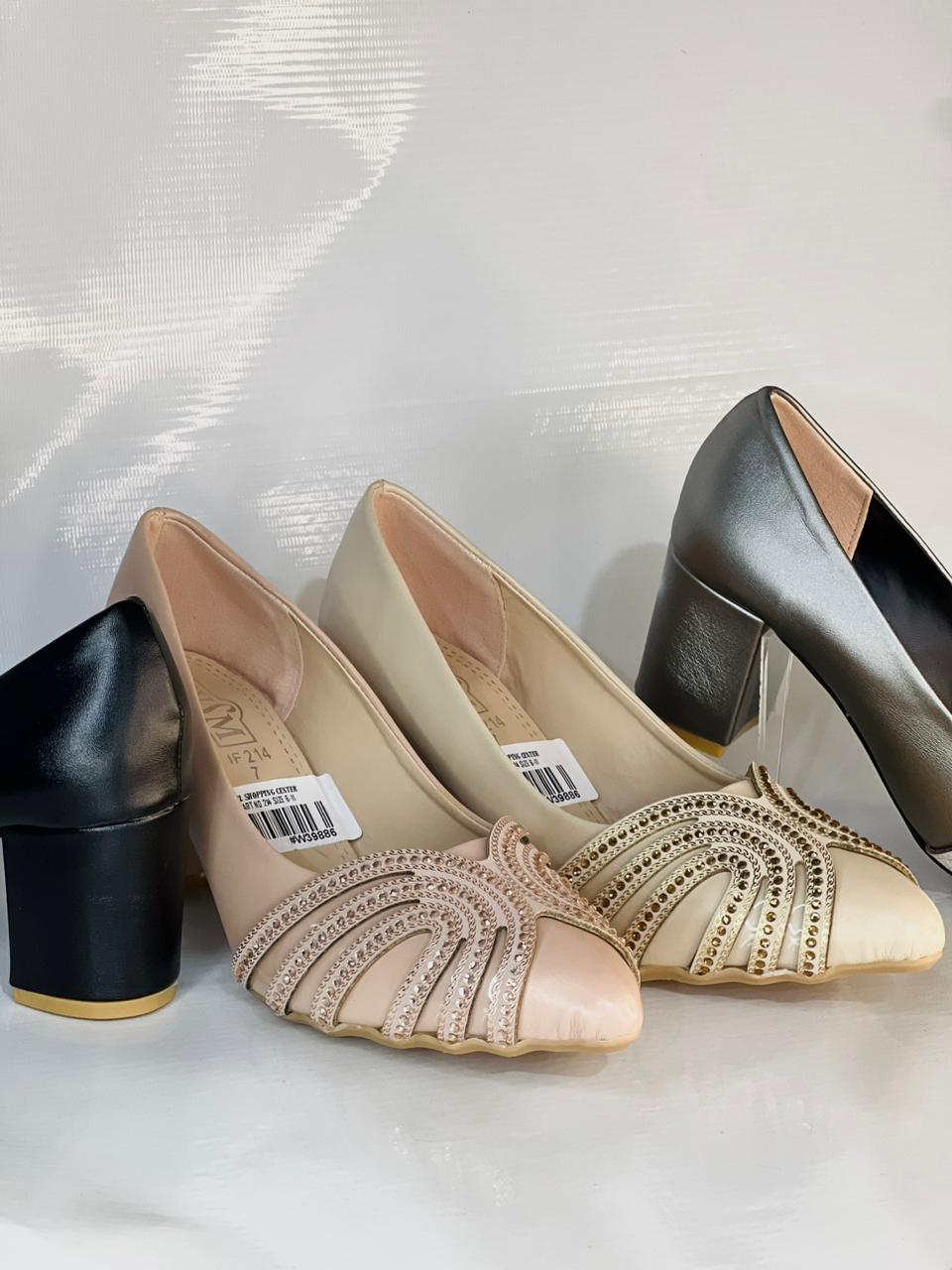 Golden Fancy Block Heel Sandal Ladies Shoes - Image 2