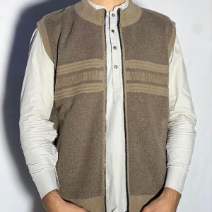 Men’s Winter Woolen Sleeveless Zip-Up Cardigan – #555Y