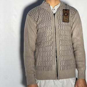 Men’s Winter Woolen Sleeveless Zip-Up Cardigan – #555Y