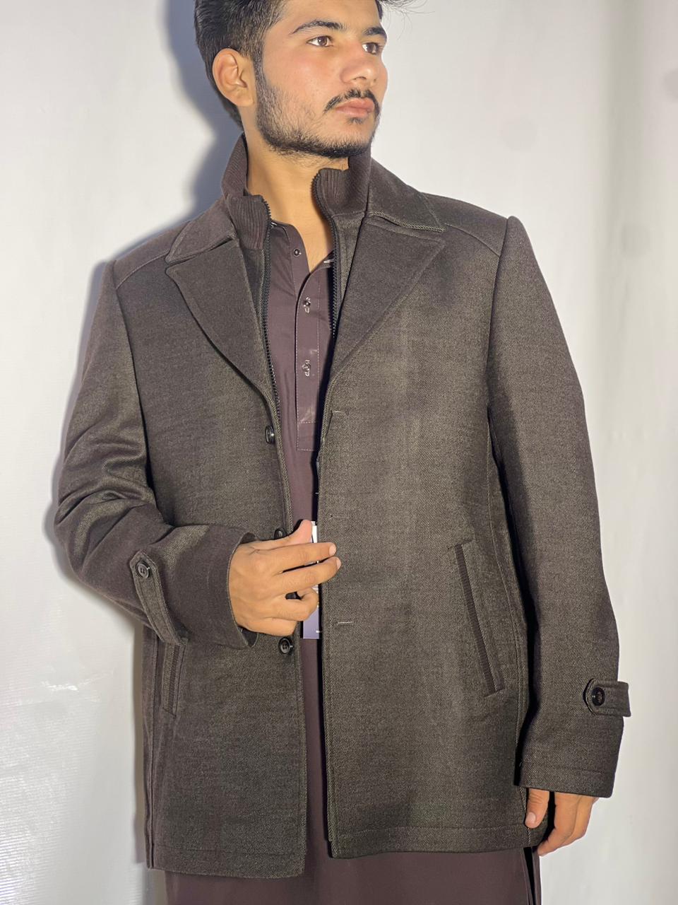 Men’s Winter Woolen Sleeveless Zip-Up Cardigan – #555Y