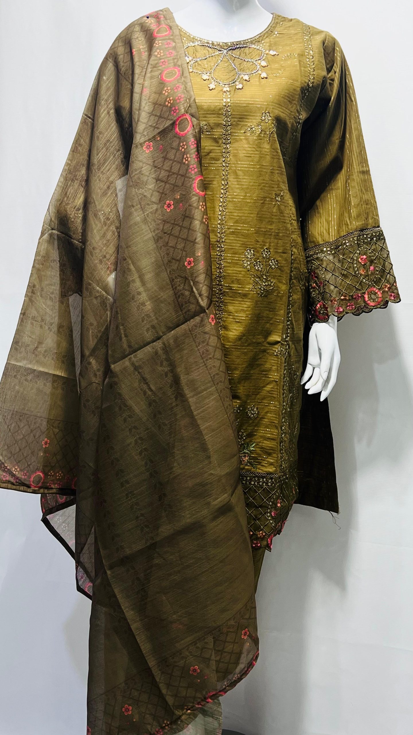 Panache Designer Lounge Aarah Collection Green Embroidered Ready-to-Wear 3-Piece Suit #038y