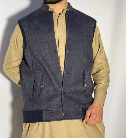 Men’s Winter Woolen Sleeveless Zip-Up Cardigan – #555Y - Image 4
