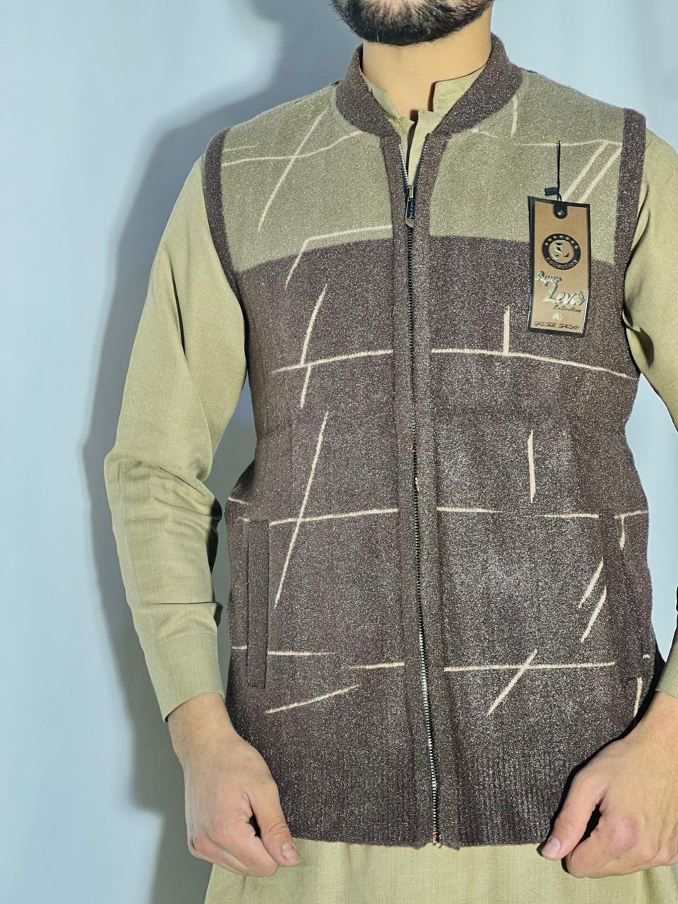 Men’s Winter Woolen Sleeveless Zip-Up Cardigan – #555Y - Image 5