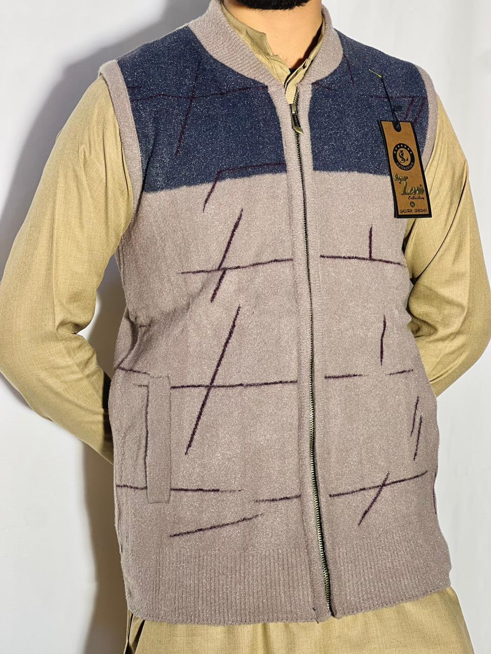 Men’s Winter Woolen Sleeveless Zip-Up Cardigan – #555Y - Image 4
