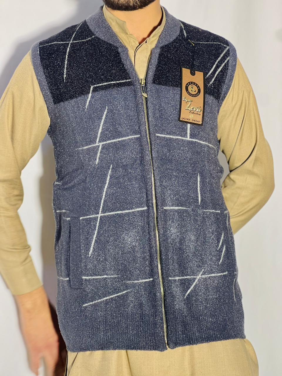 Men’s Winter Woolen Sleeveless Zip-Up Cardigan – #555Y - Image 3