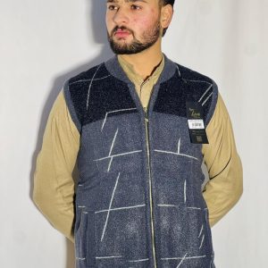 Men’s Winter Woolen Sleeveless Zip-Up Cardigan – #555Y