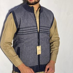 Men’s Winter Woolen Sleeveless Zip-Up Cardigan – #555Y