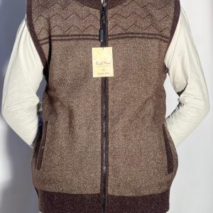Men’s Winter Woolen Sleeveless Zip-Up Cardigan – #555Y