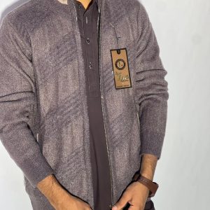 Men’s Winter Woolen Sleeveless Zip-Up Cardigan – #555Y