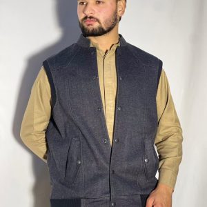 Men’s Winter Woolen Sleeveless Zip-Up Cardigan – #555Y