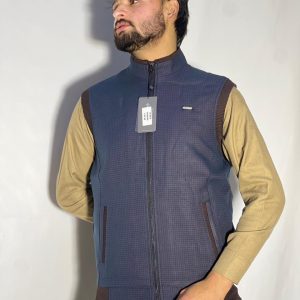 Men’s Winter Woolen Sleeveless Zip-Up Cardigan – #555Y