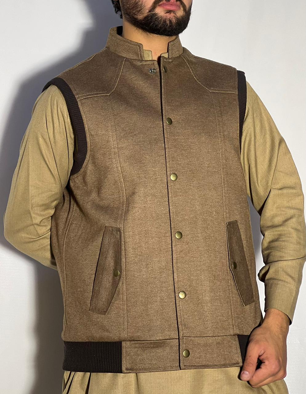 Men’s Winter Woolen Sleeveless Zip-Up Cardigan – #555Y - Image 2