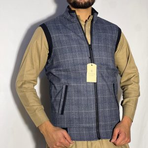 Men’s Winter Woolen Sleeveless Zip-Up Cardigan – #555Y