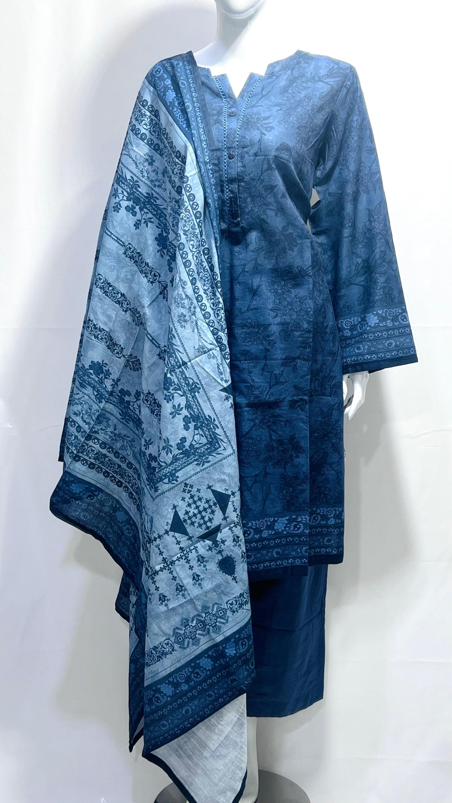 Women’s Printed 3-Piece Suit – Blue Lawn Collection #038y