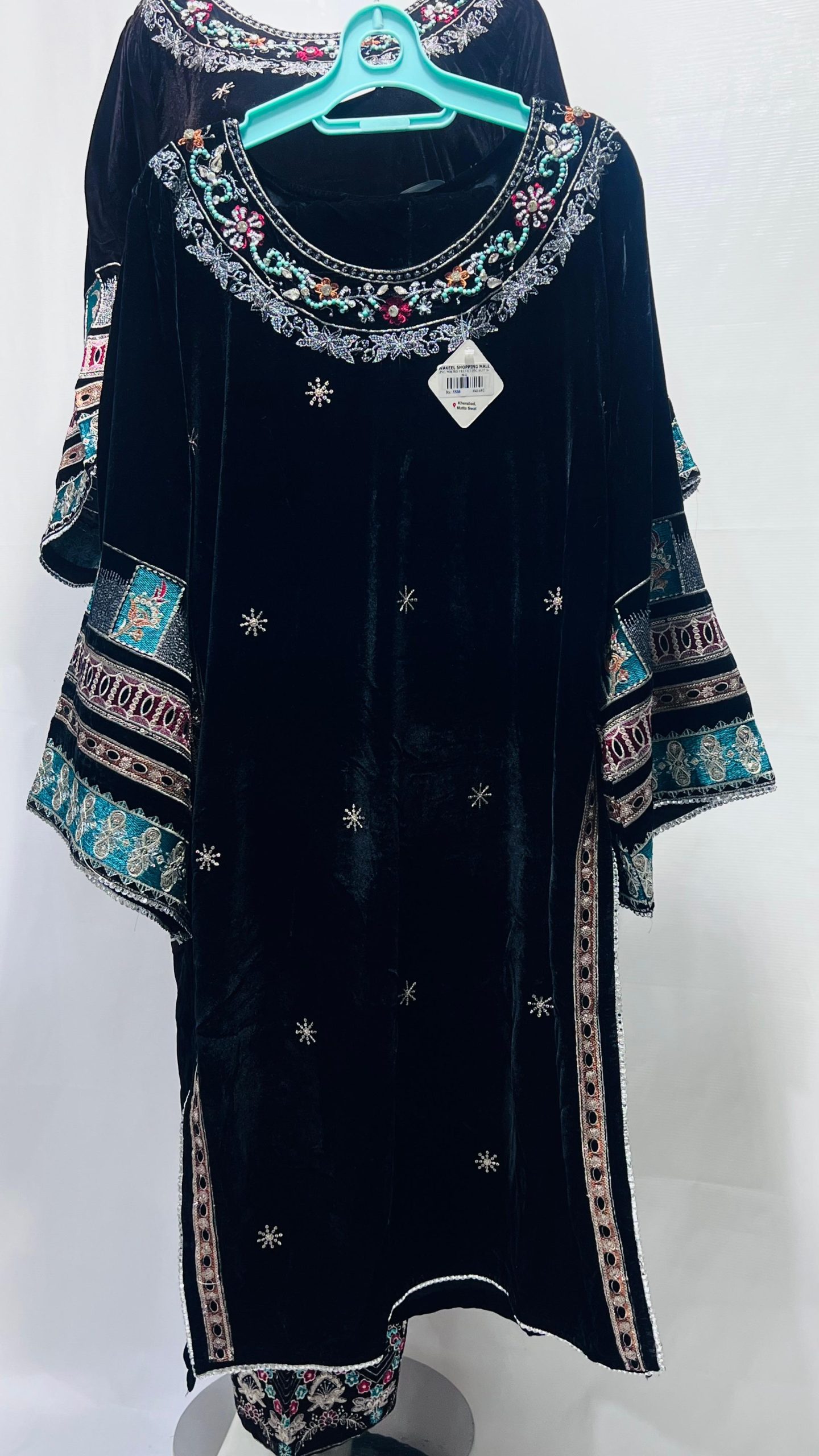 This is a black velvet embroidered 2-piece suit. #038Y - Image 2