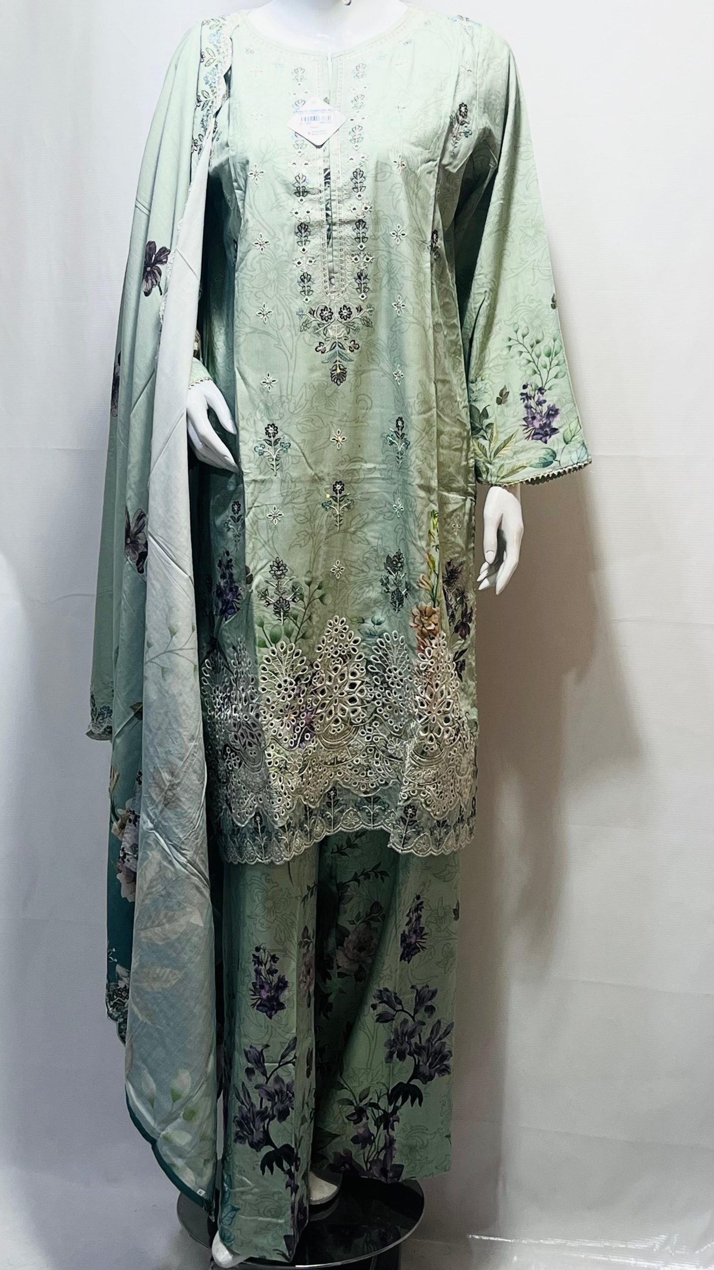 Nureh The Silk S-30 Embroidered & Printed Silk Unstitched 3-Piece Suit #038Y