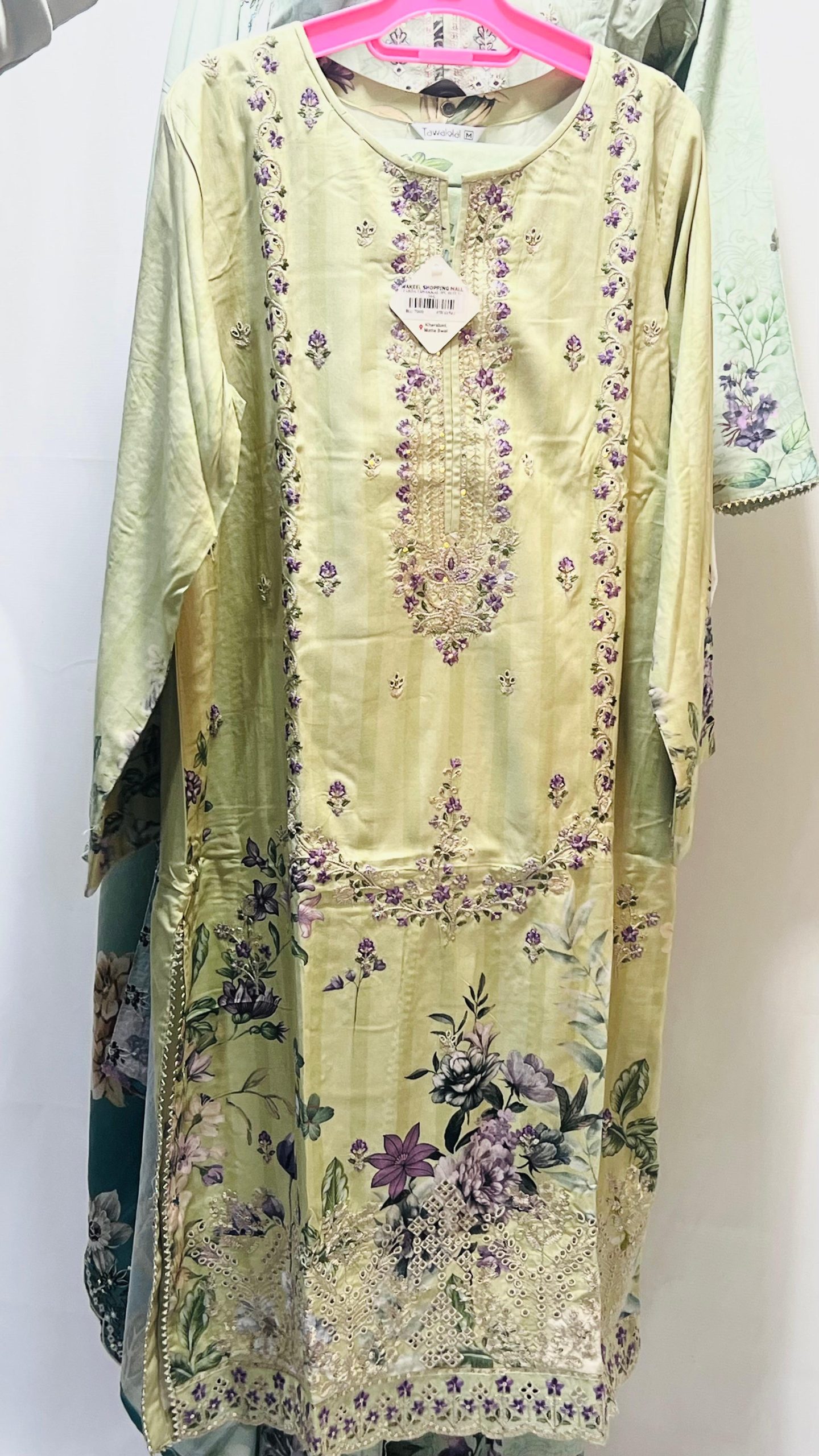Nureh The Silk S-30 Embroidered & Printed Silk Unstitched 3-Piece Suit #038Y - Image 2