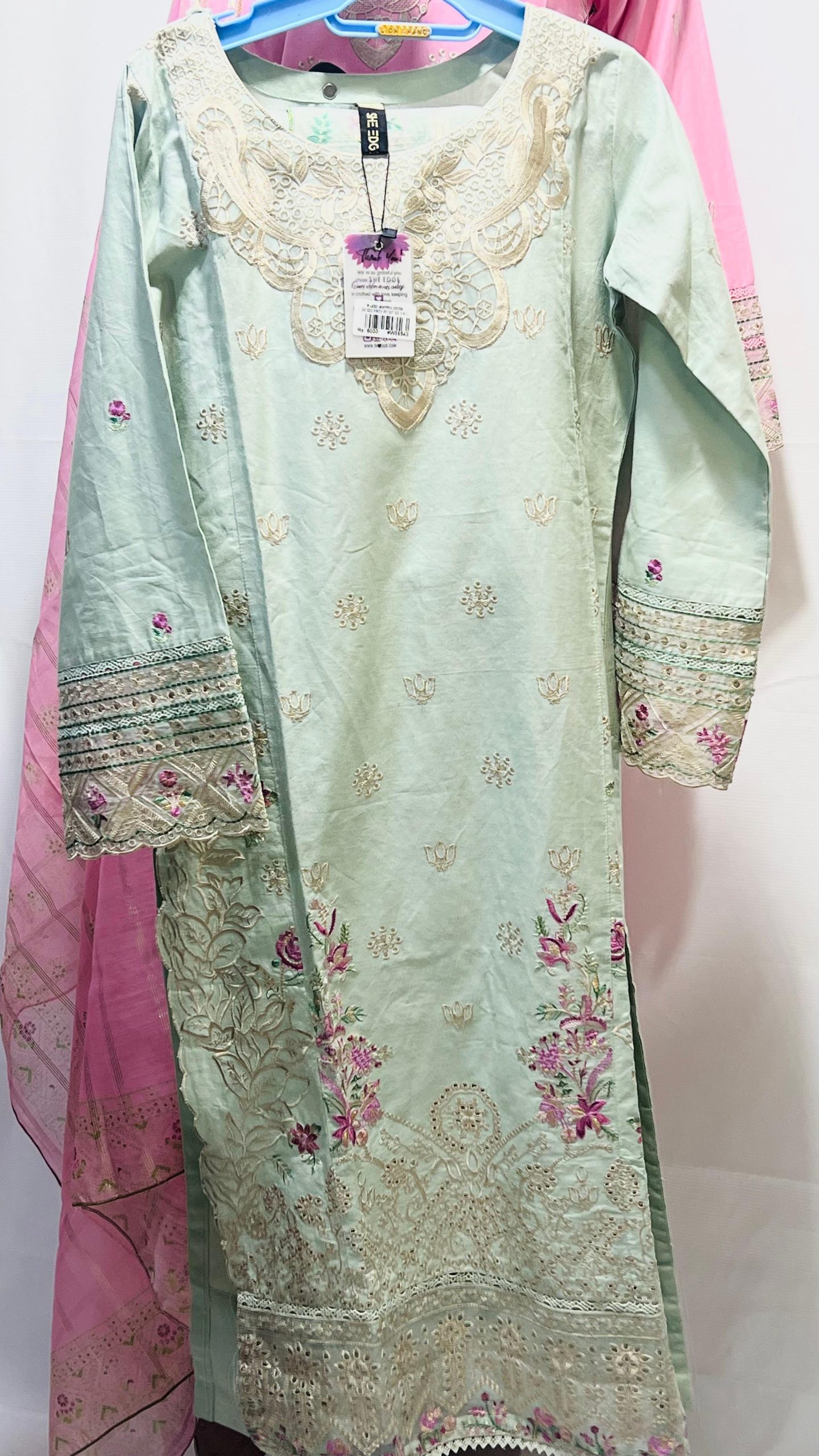 Bin Saeed Embroidered Cotton Stitched 3-Piece Suit By Wskeel #038y - Image 2