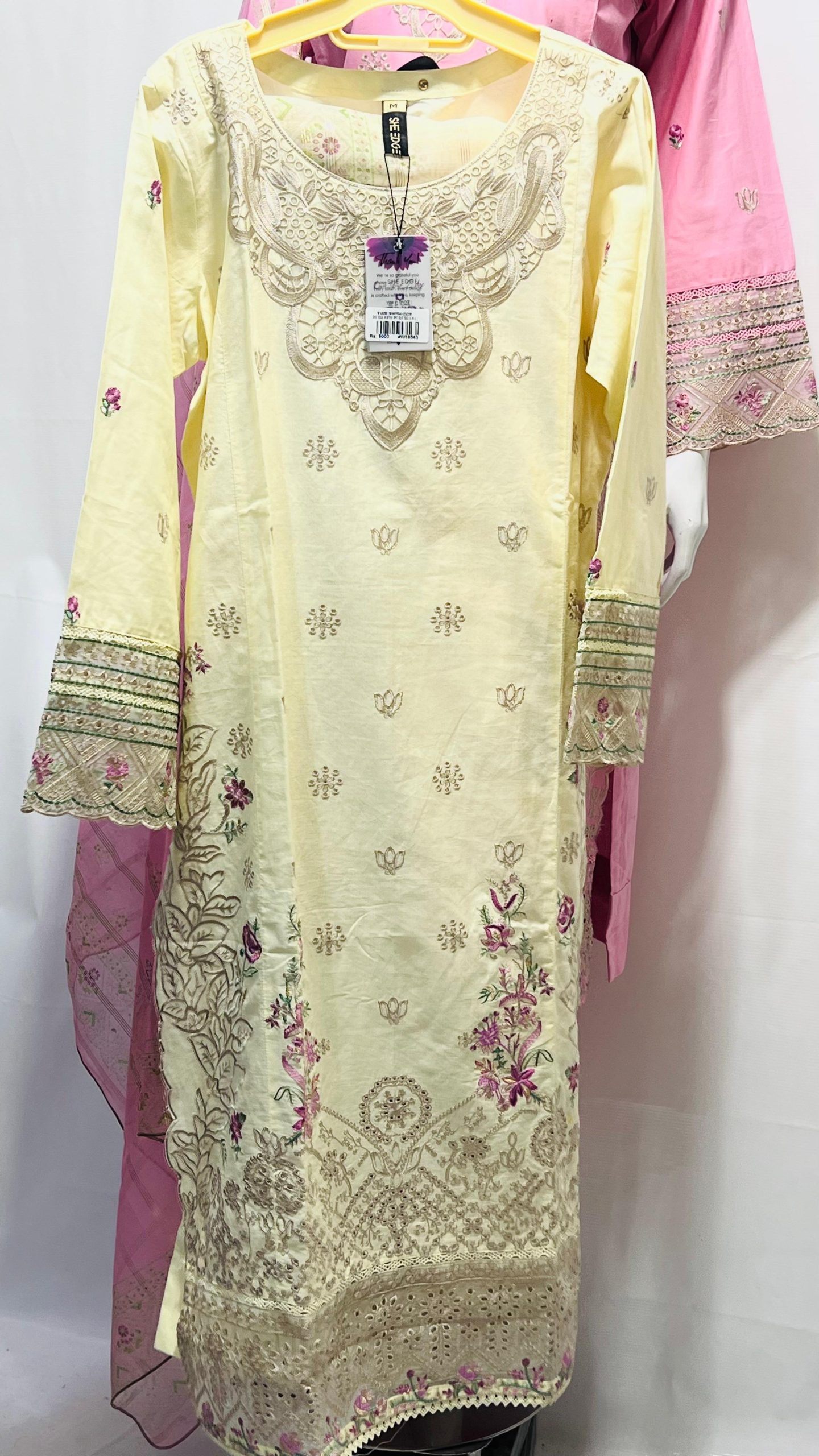 Bin Saeed Embroidered Cotton Stitched 3-Piece Suit By Wskeel #038y - Image 3