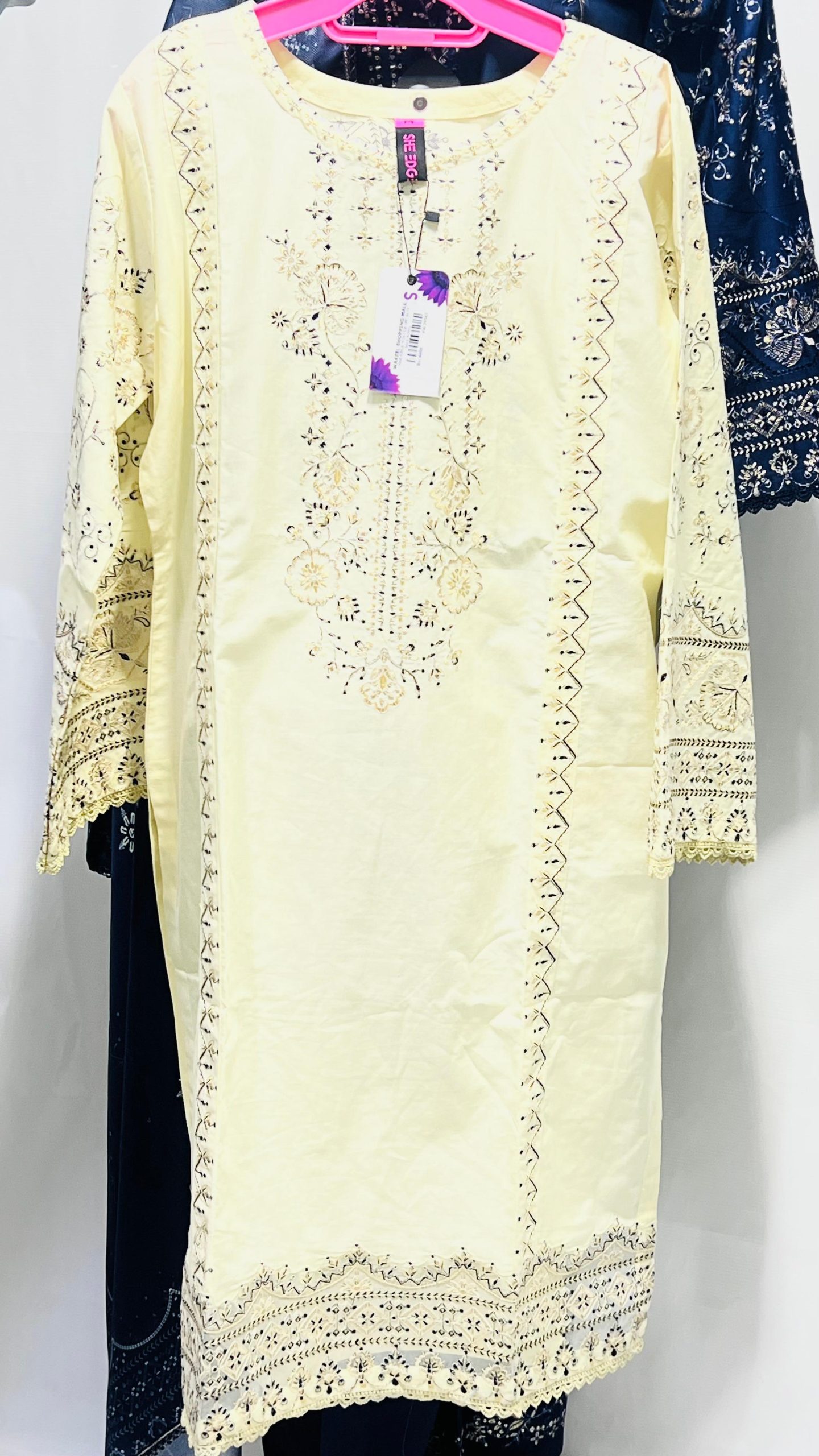 Blue Embroidered Kurta with Printed Dupatta #038y - Image 2