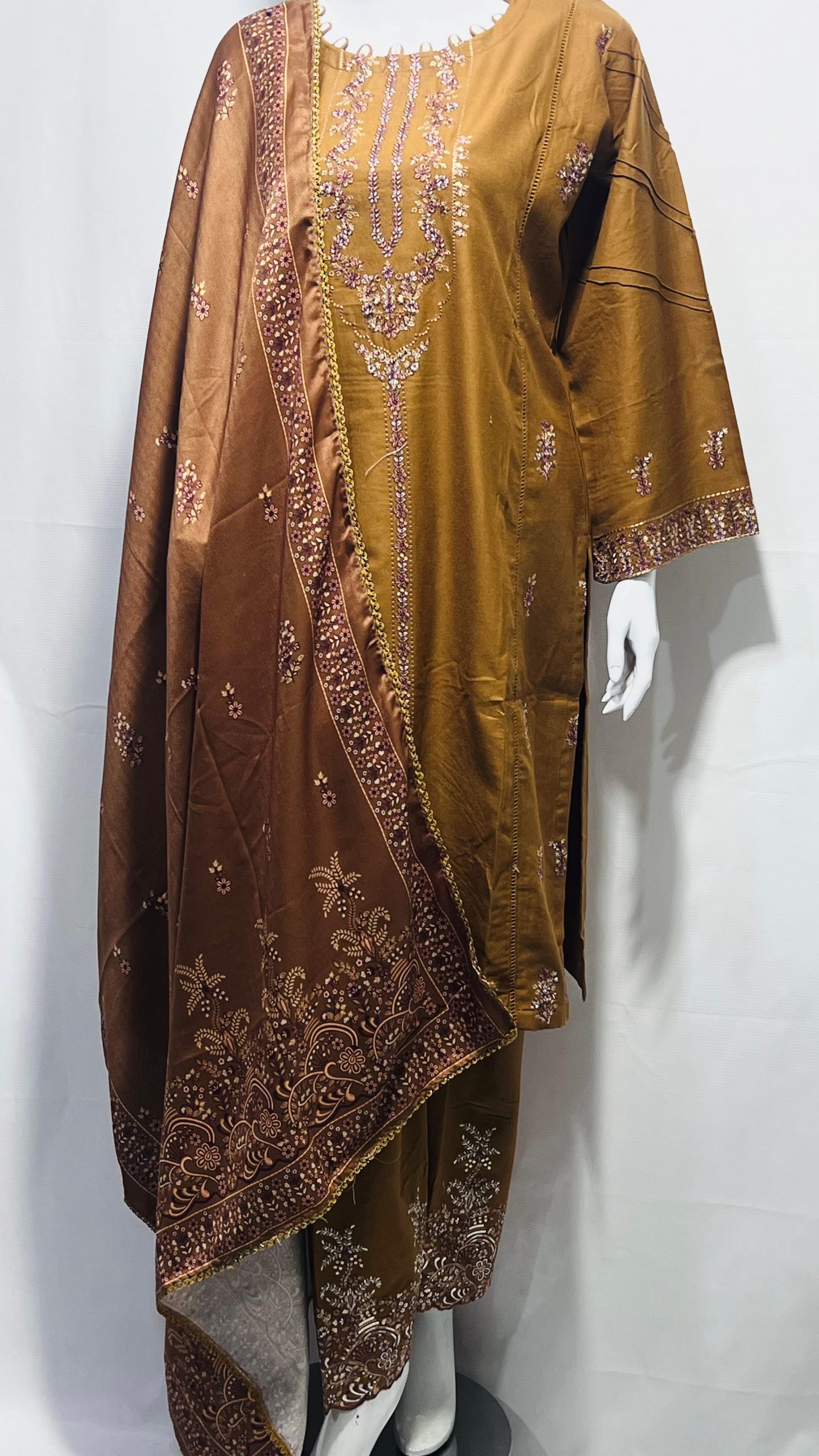 Ivory Embroidered Cotton Kurti #038y