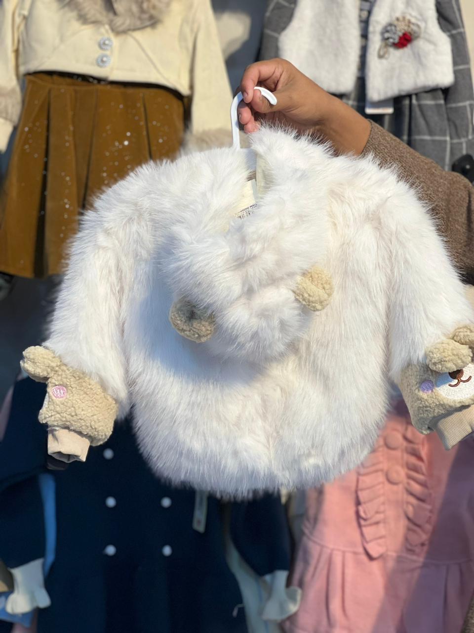 Girls Pink Faux Fur Winter Vest with Belt – Luxury Kids Outerwear For 3 Years to 7 #885y - Image 4