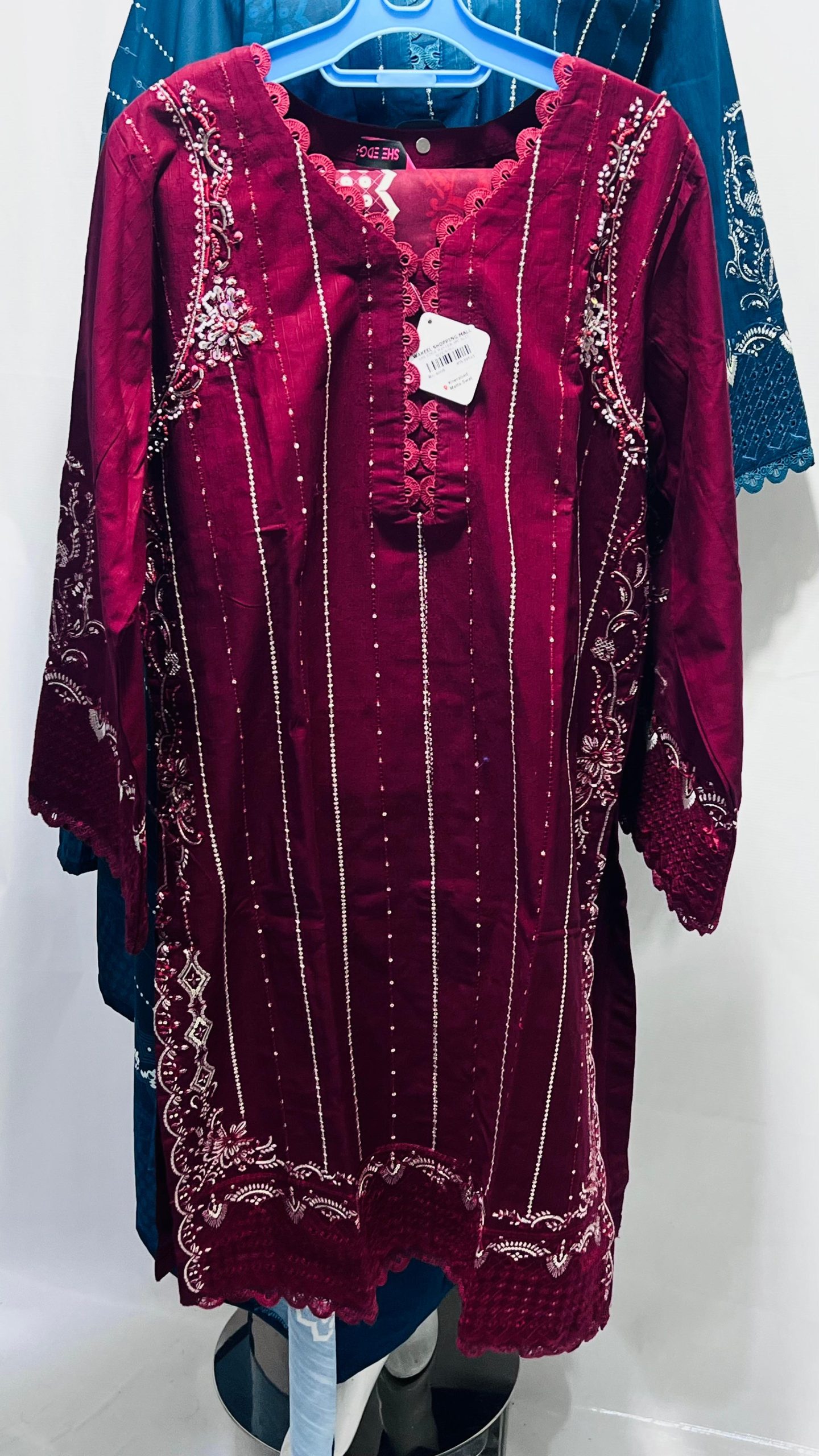 Agha Noor Maroon Embroidered Ready-to-Wear Kurta #038y - Image 2