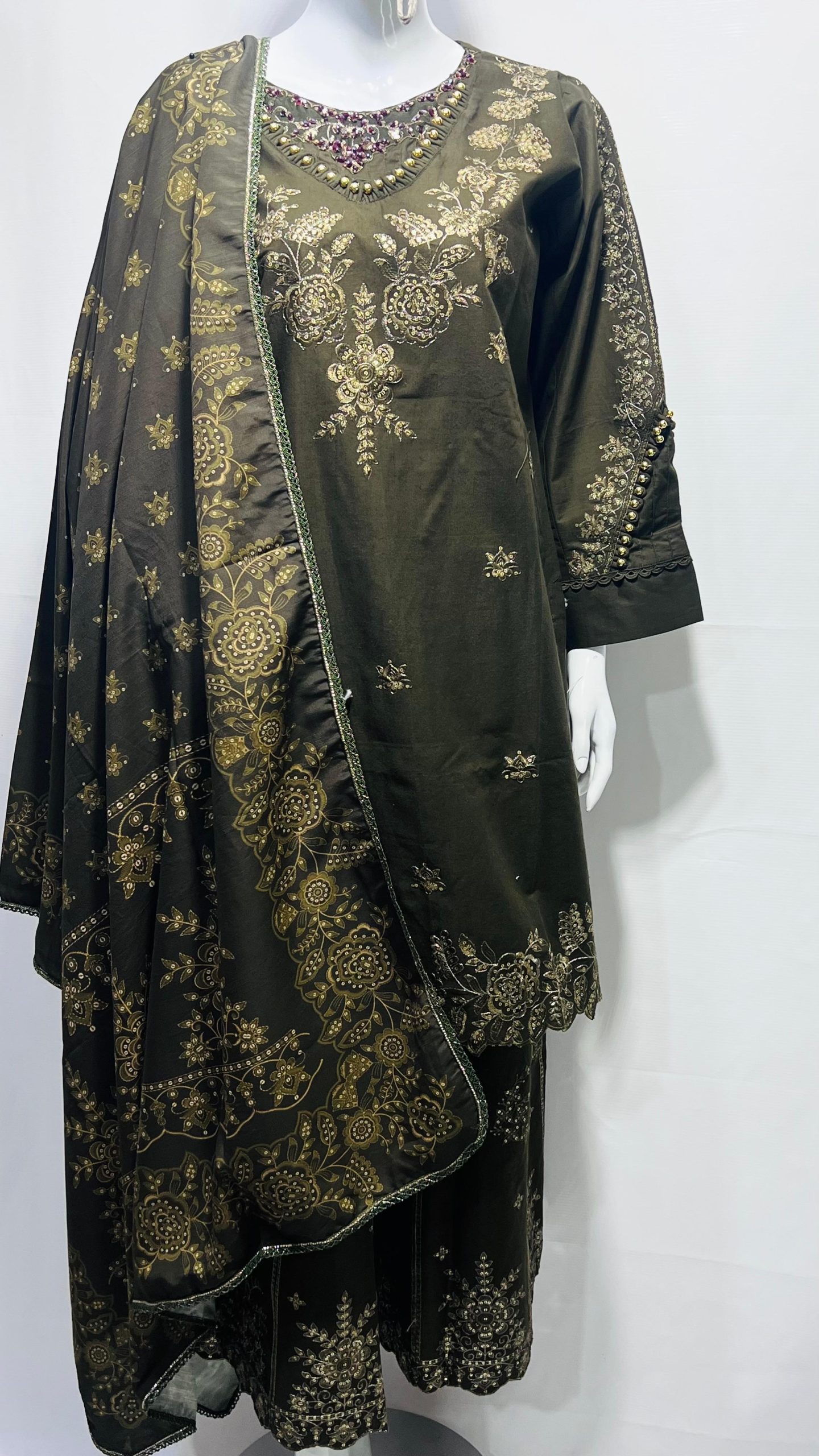 Lakhany Printed Pashmina Unstitched 3-Piece Suit #238y