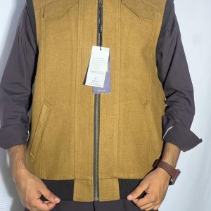 Men’s Winter Woolen Sleeveless Zip-Up Cardigan#555y